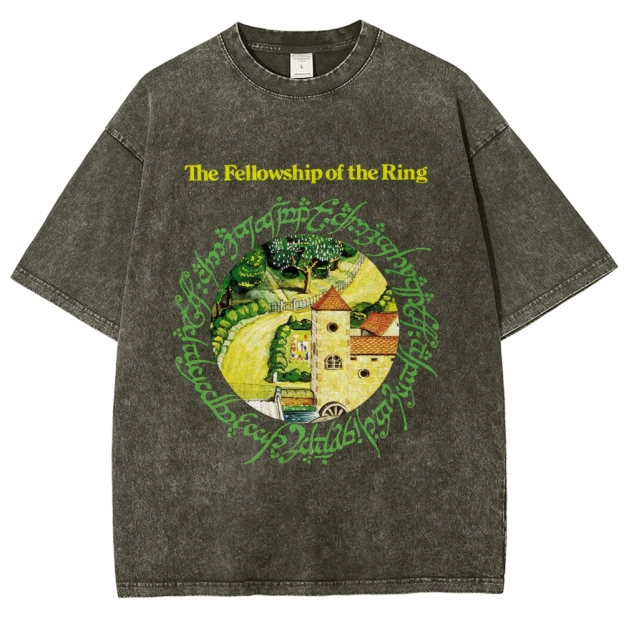 The Fellowship of the Ring Shire-Themed Graphic Washed T-Shirt
