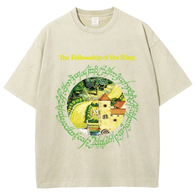 The Fellowship of the Ring Shire-Themed Graphic Washed T-Shirt