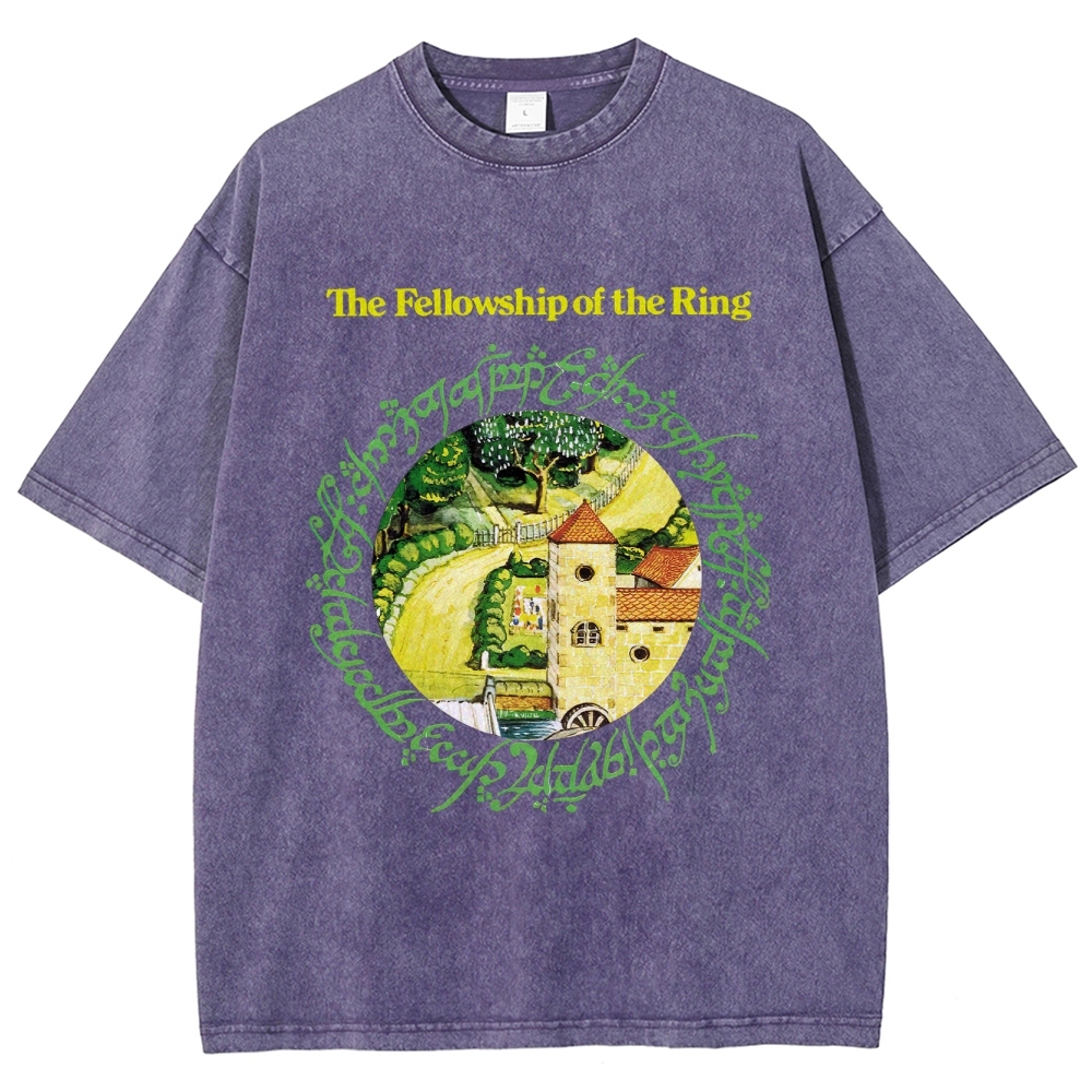 The Fellowship of the Ring Shire-Themed Graphic Washed T-Shirt