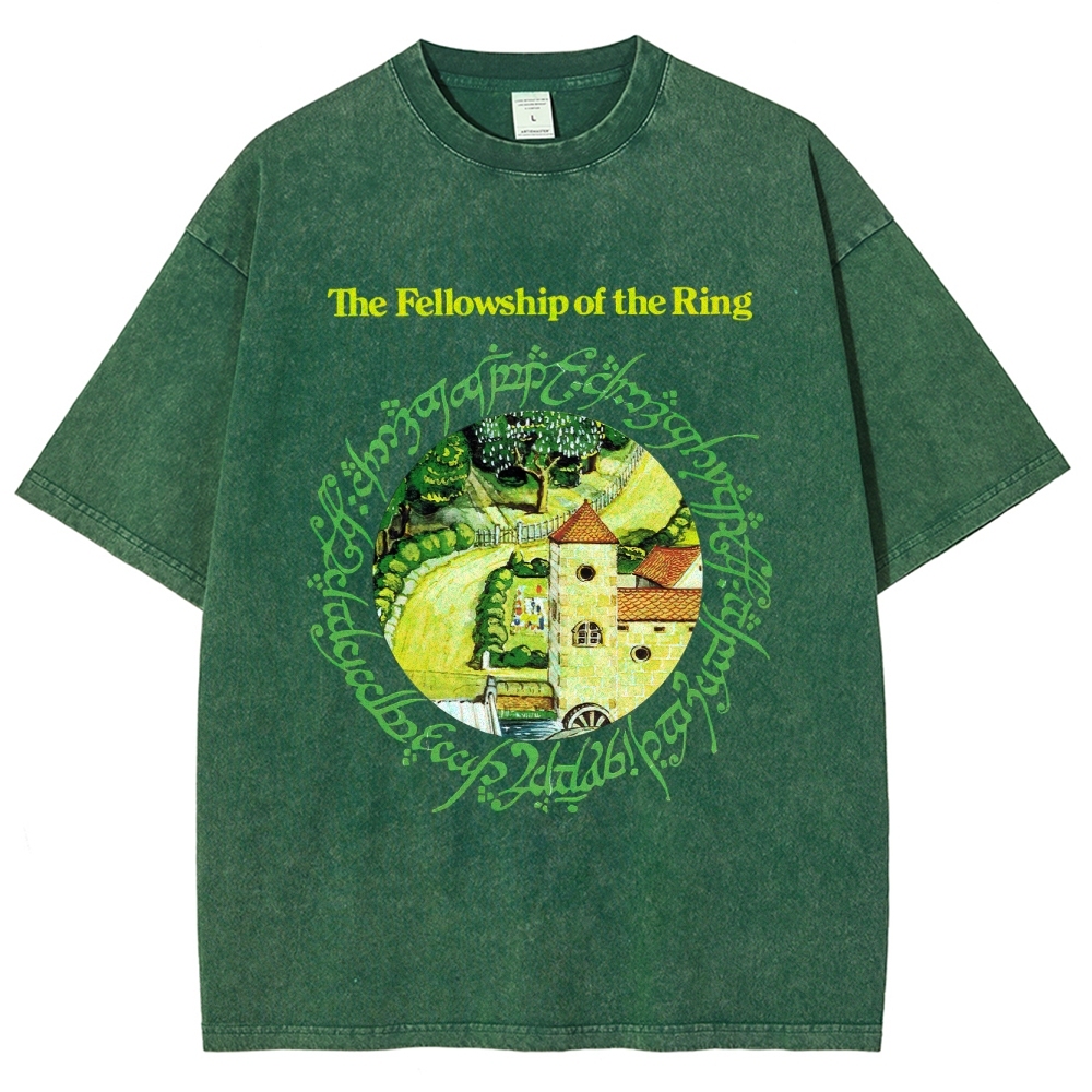 The Fellowship of the Ring Shire-Themed Graphic Washed T-Shirt