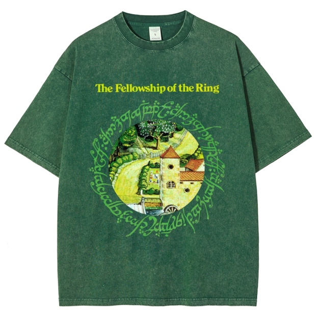 The Fellowship of the Ring Shire-Themed Graphic Washed T-Shirt