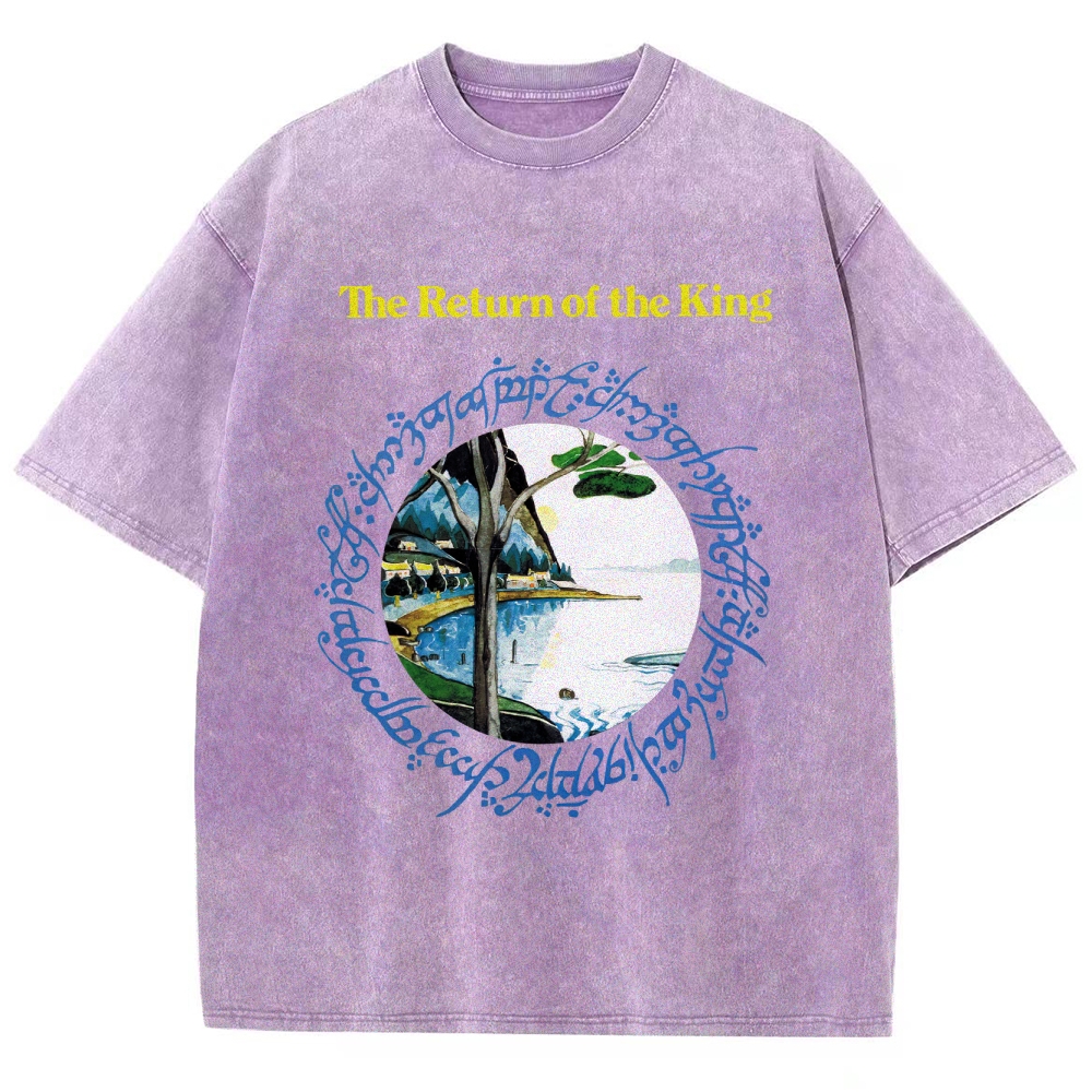 The Return of the King Undying Lands Themed Graphic Washed T-Shirt