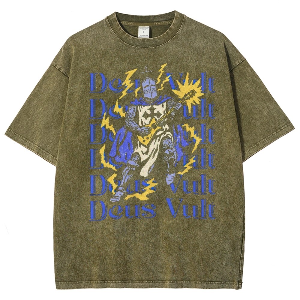 Medieval Retro God's Will Washed T-Shirt 