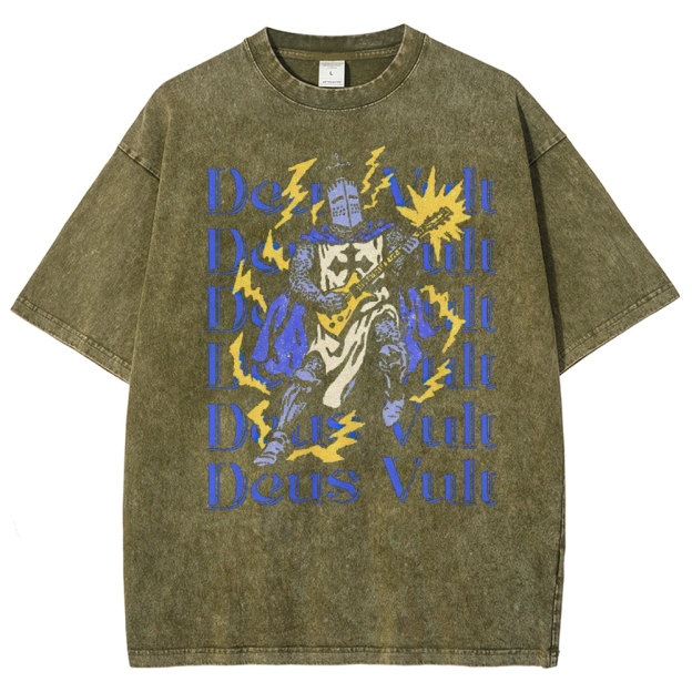 Medieval Retro God's Will Washed T-Shirt 