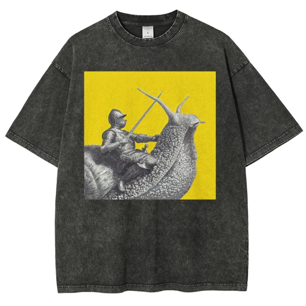 Vintage Snail Knight  Washed T-Shirt 