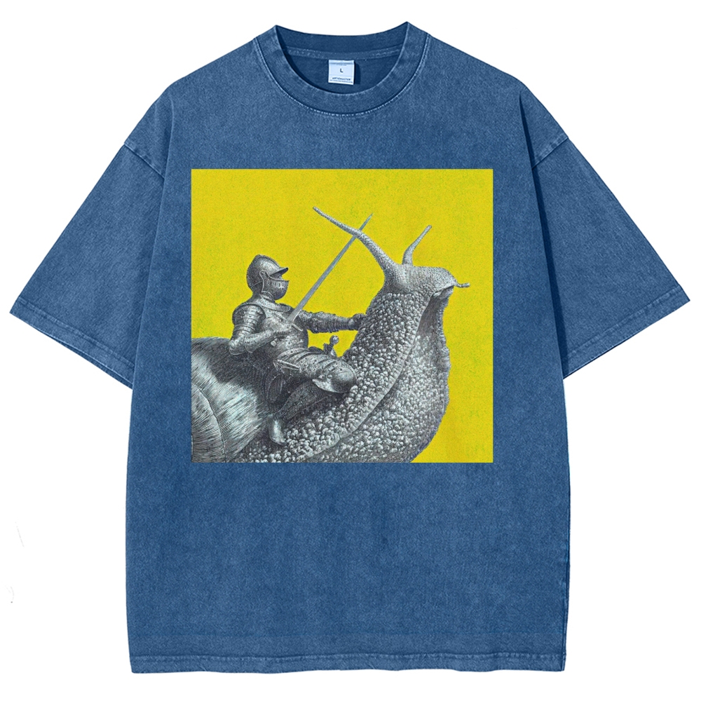 Vintage Snail Knight  Washed T-Shirt 