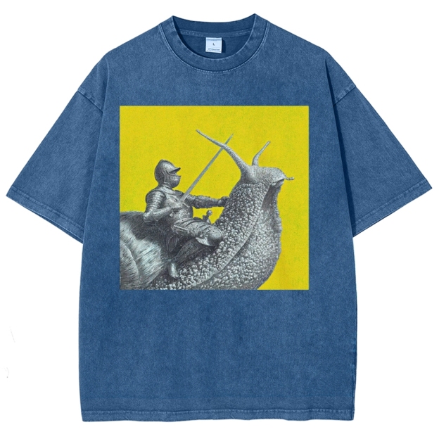 Vintage Snail Knight  Washed T-Shirt 