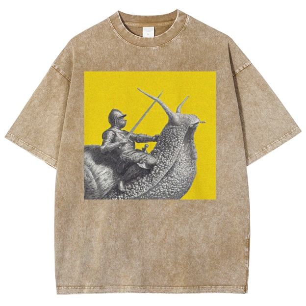 Vintage Snail Knight  Washed T-Shirt 
