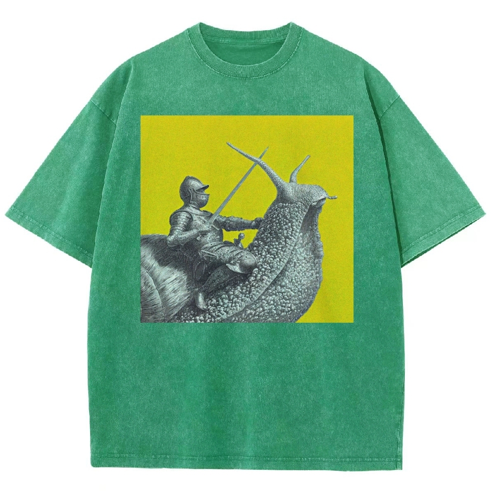 Vintage Snail Knight  Washed T-Shirt 
