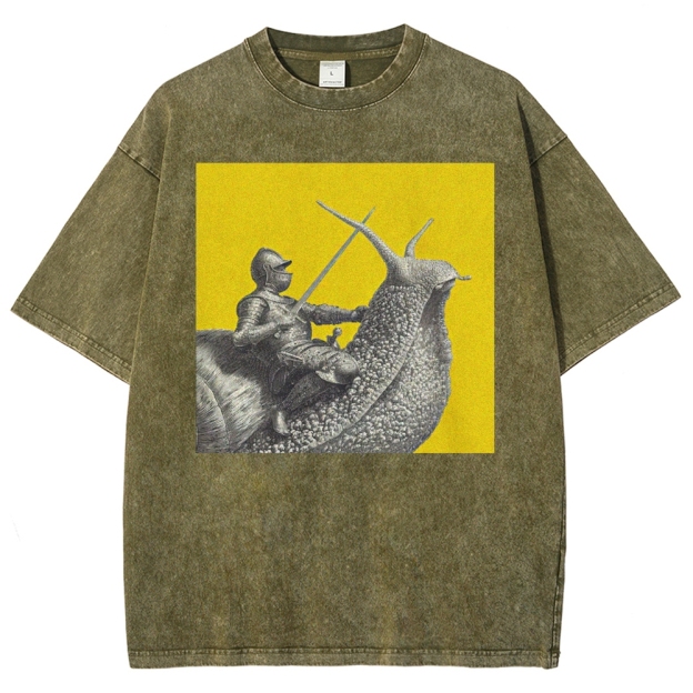 Vintage Snail Knight  Washed T-Shirt 