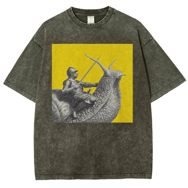 Vintage Snail Knight  Washed T-Shirt 