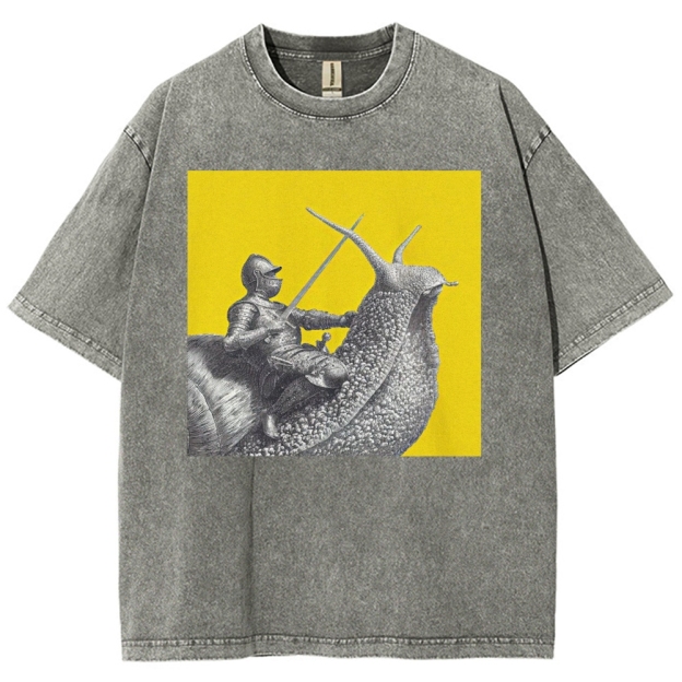 Vintage Snail Knight  Washed T-Shirt 