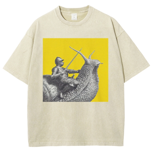 Vintage Snail Knight  Washed T-Shirt 