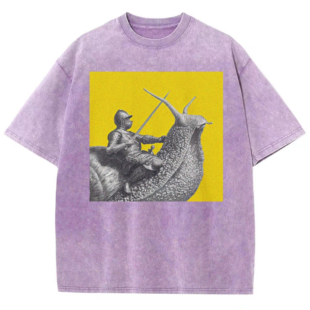 Vintage Snail Knight  Washed T-Shirt 