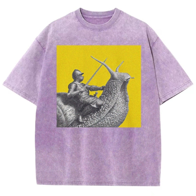 Vintage Snail Knight  Washed T-Shirt 