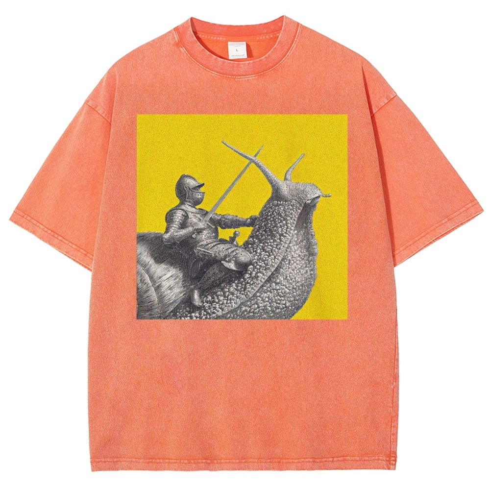 Vintage Snail Knight  Washed T-Shirt 