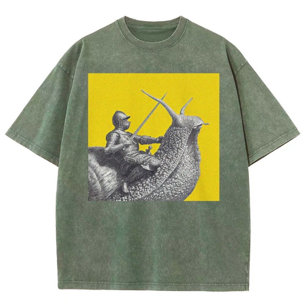 Vintage Snail Knight  Washed T-Shirt 