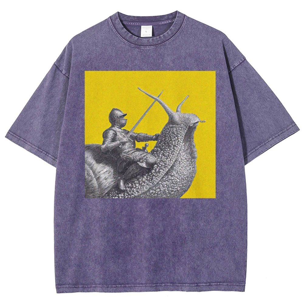 Vintage Snail Knight  Washed T-Shirt 