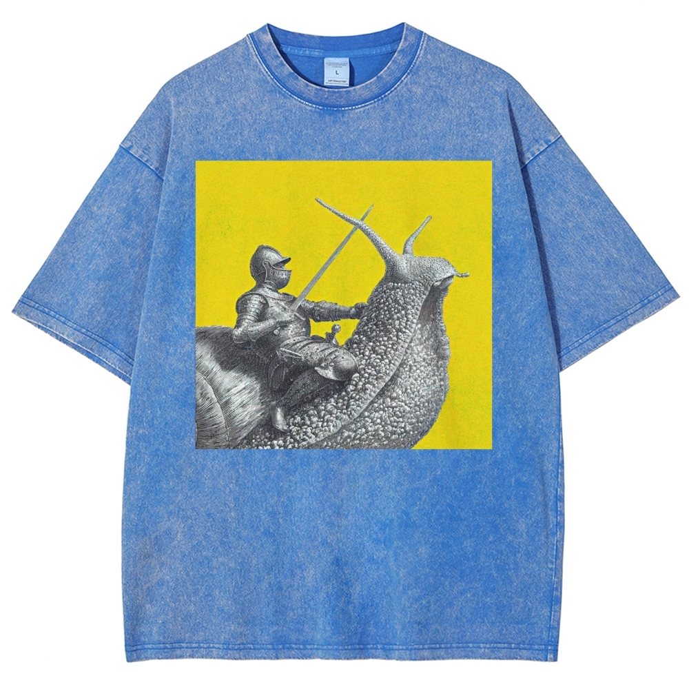 Vintage Snail Knight  Washed T-Shirt 
