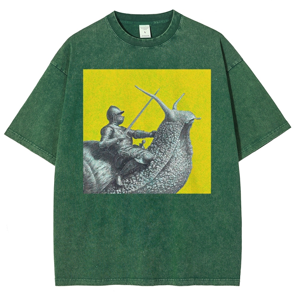 Vintage Snail Knight  Washed T-Shirt 