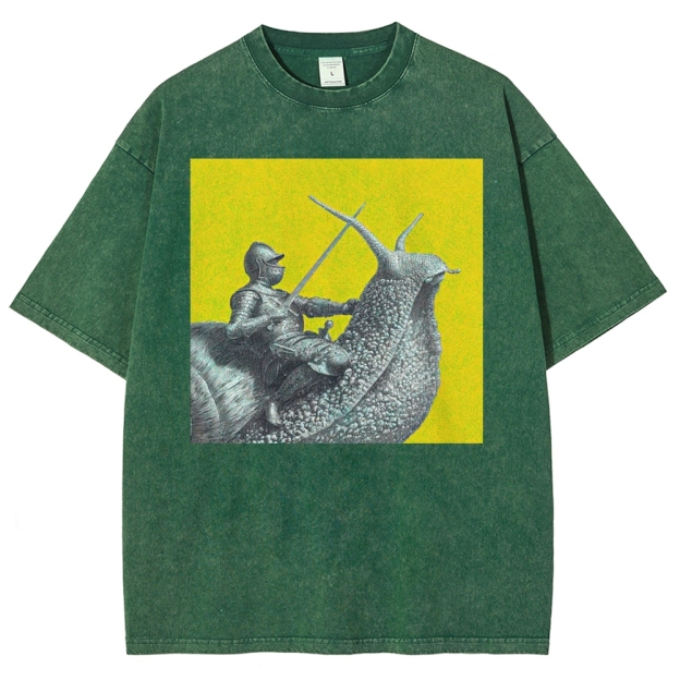 Vintage Snail Knight  Washed T-Shirt 