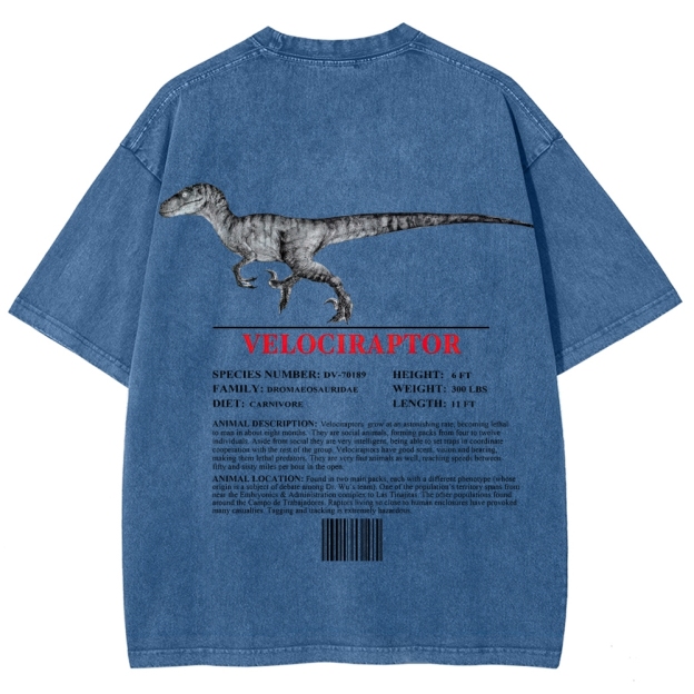 Velociraptor Field Log Scientific Graphic Washed T-Shirt