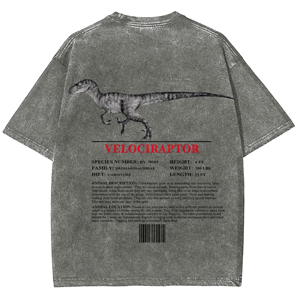 Velociraptor Field Log Scientific Graphic Washed T-Shirt