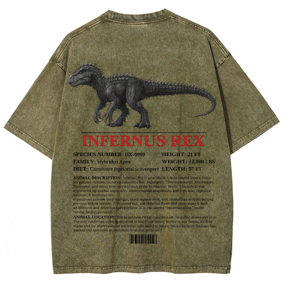 Infernus Rex Hybrid Apex Creature Field Log Graphic Washed T-Shirt