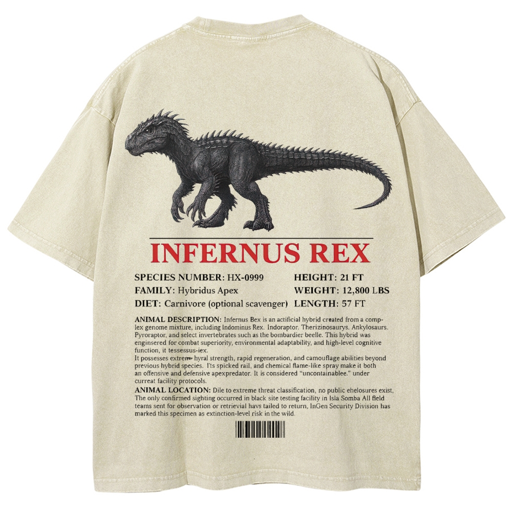 Infernus Rex Hybrid Apex Creature Field Log Graphic Washed T-Shirt