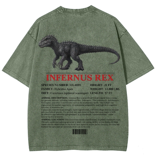 Infernus Rex Hybrid Apex Creature Field Log Graphic Washed T-Shirt