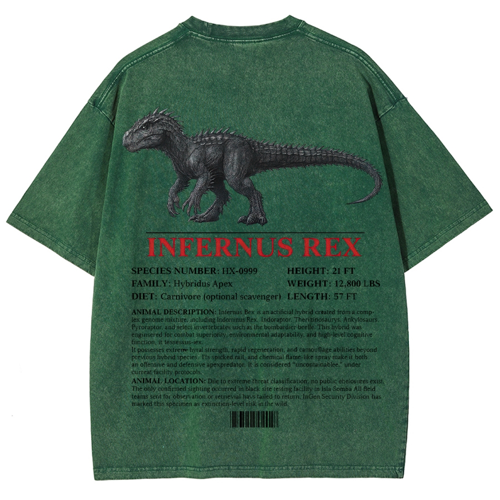 Infernus Rex Hybrid Apex Creature Field Log Graphic Washed T-Shirt
