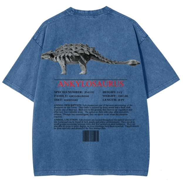Ankylosaurus Armored Dinosaur Field Log Graphic Washed T-Shirt