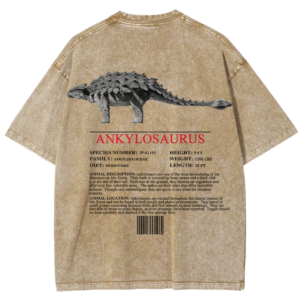 Ankylosaurus Armored Dinosaur Field Log Graphic Washed T-Shirt