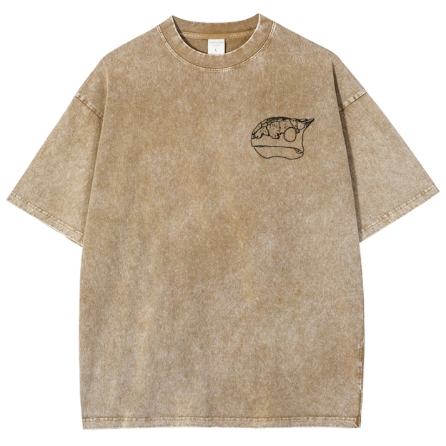 Ankylosaurus Armored Dinosaur Field Log Graphic Washed T-Shirt