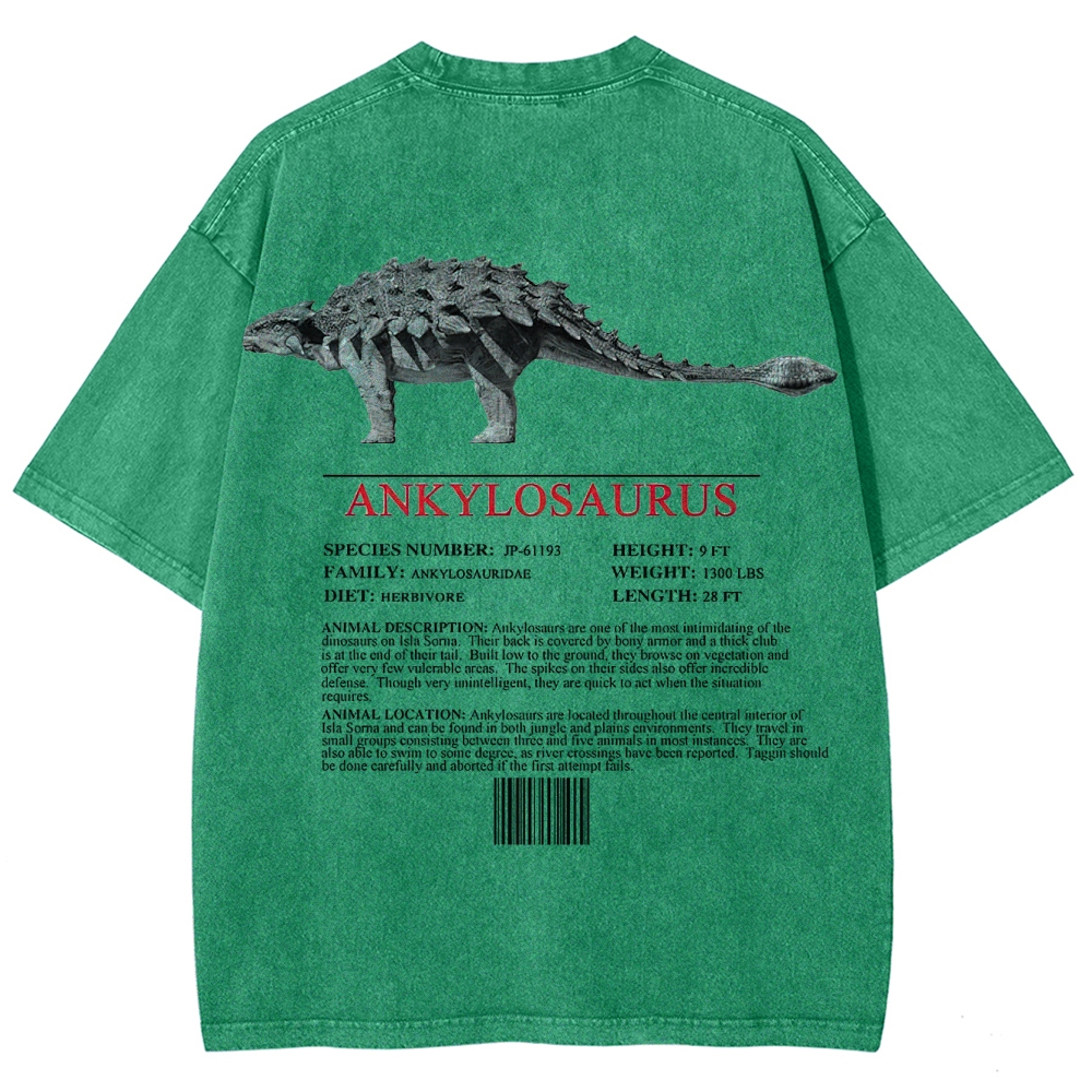 Ankylosaurus Armored Dinosaur Field Log Graphic Washed T-Shirt