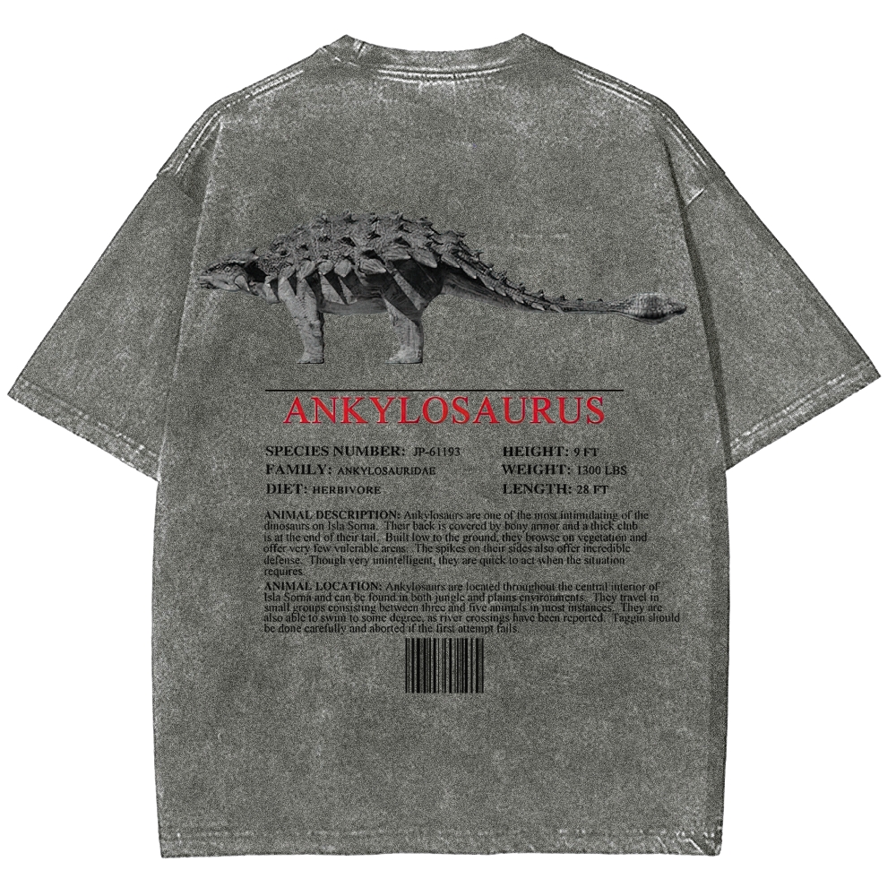Ankylosaurus Armored Dinosaur Field Log Graphic Washed T-Shirt