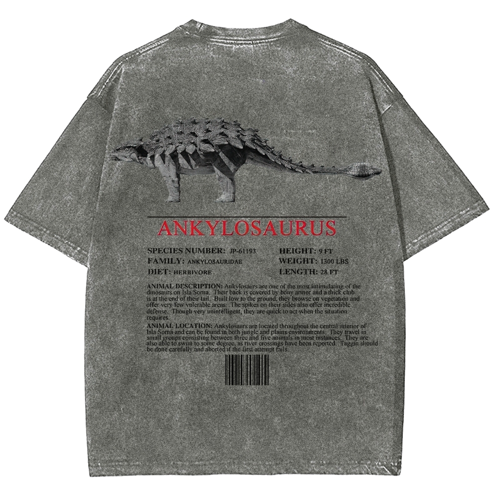 Ankylosaurus Armored Dinosaur Field Log Graphic Washed T-Shirt
