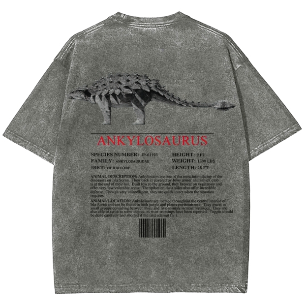 Ankylosaurus Armored Dinosaur Field Log Graphic Washed T-Shirt