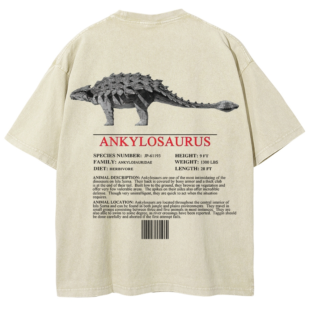 Ankylosaurus Armored Dinosaur Field Log Graphic Washed T-Shirt