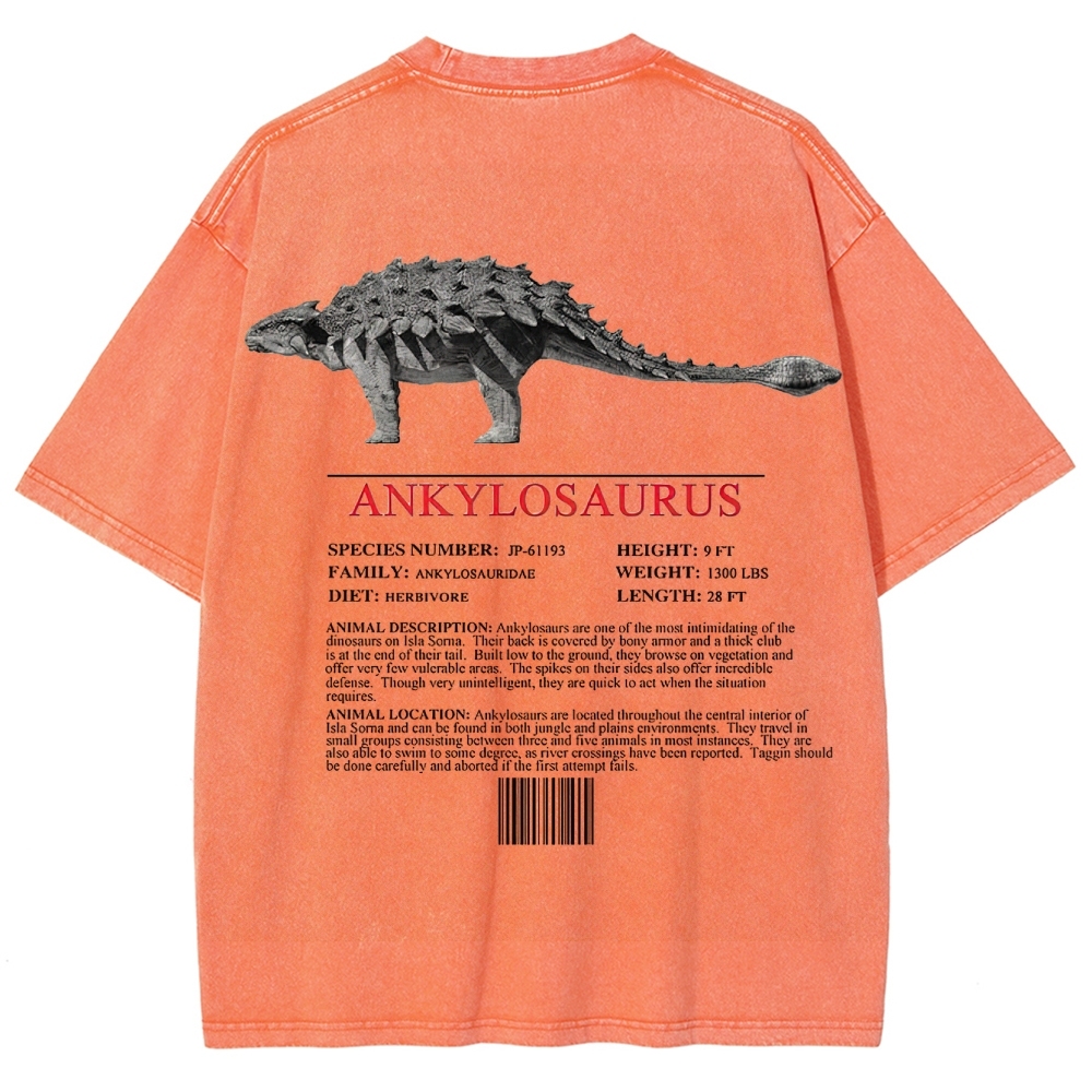 Ankylosaurus Armored Dinosaur Field Log Graphic Washed T-Shirt