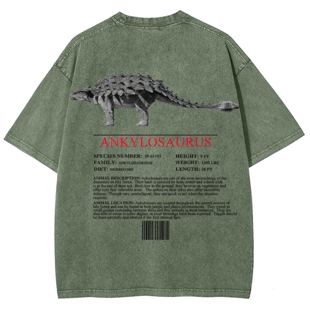 Ankylosaurus Armored Dinosaur Field Log Graphic Washed T-Shirt