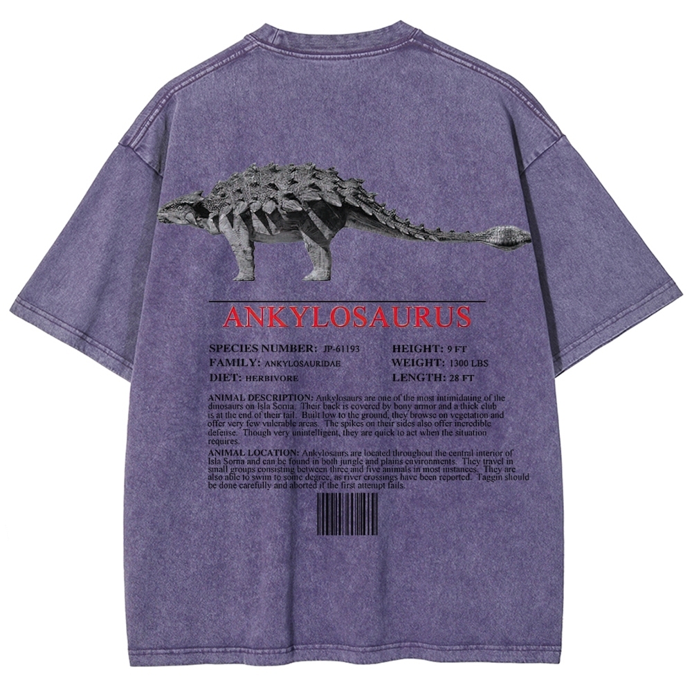 Ankylosaurus Armored Dinosaur Field Log Graphic Washed T-Shirt