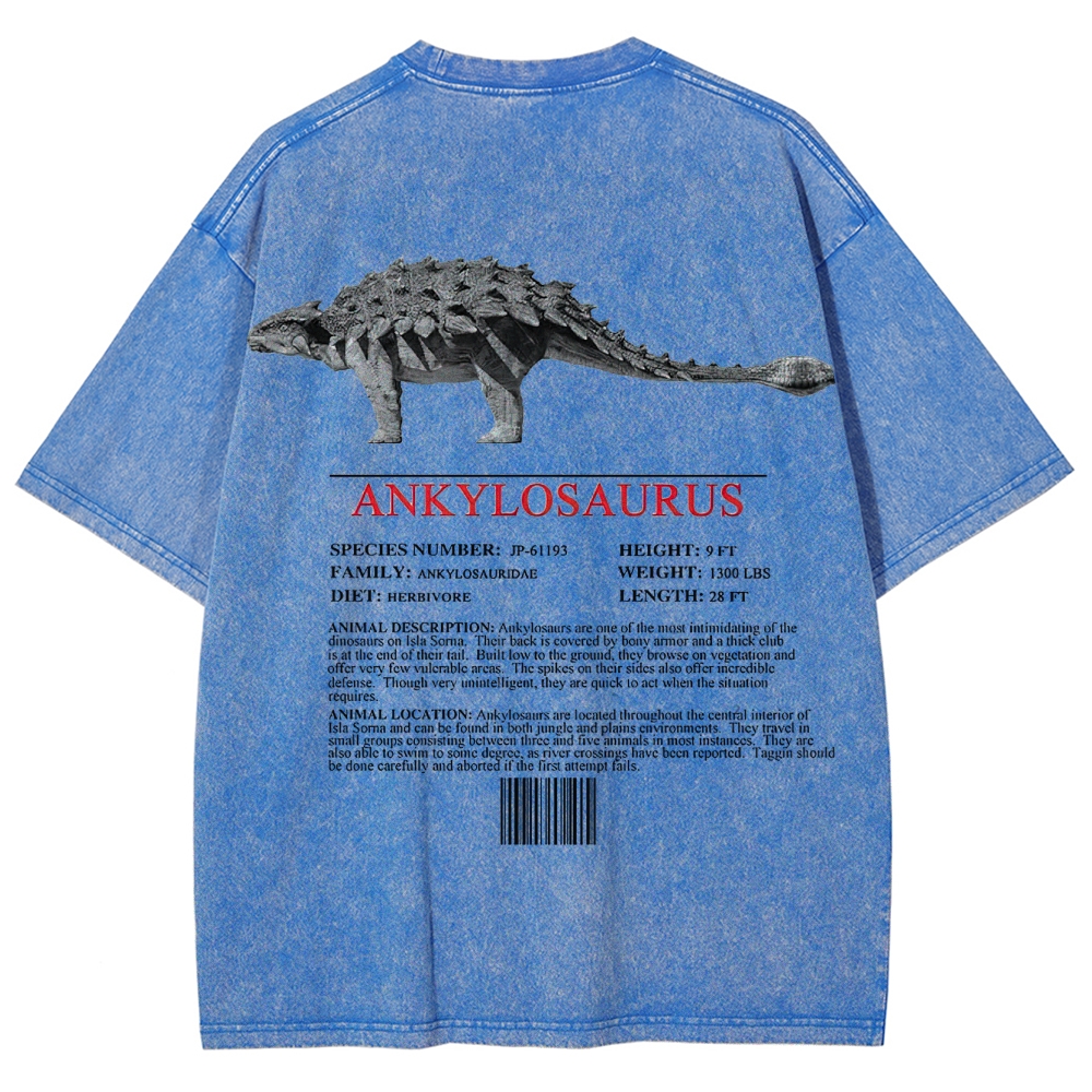 Ankylosaurus Armored Dinosaur Field Log Graphic Washed T-Shirt