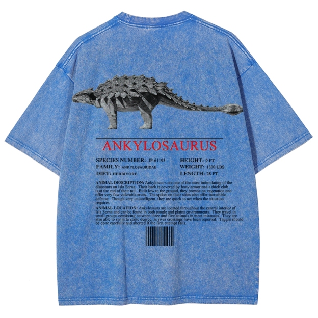 Ankylosaurus Armored Dinosaur Field Log Graphic Washed T-Shirt