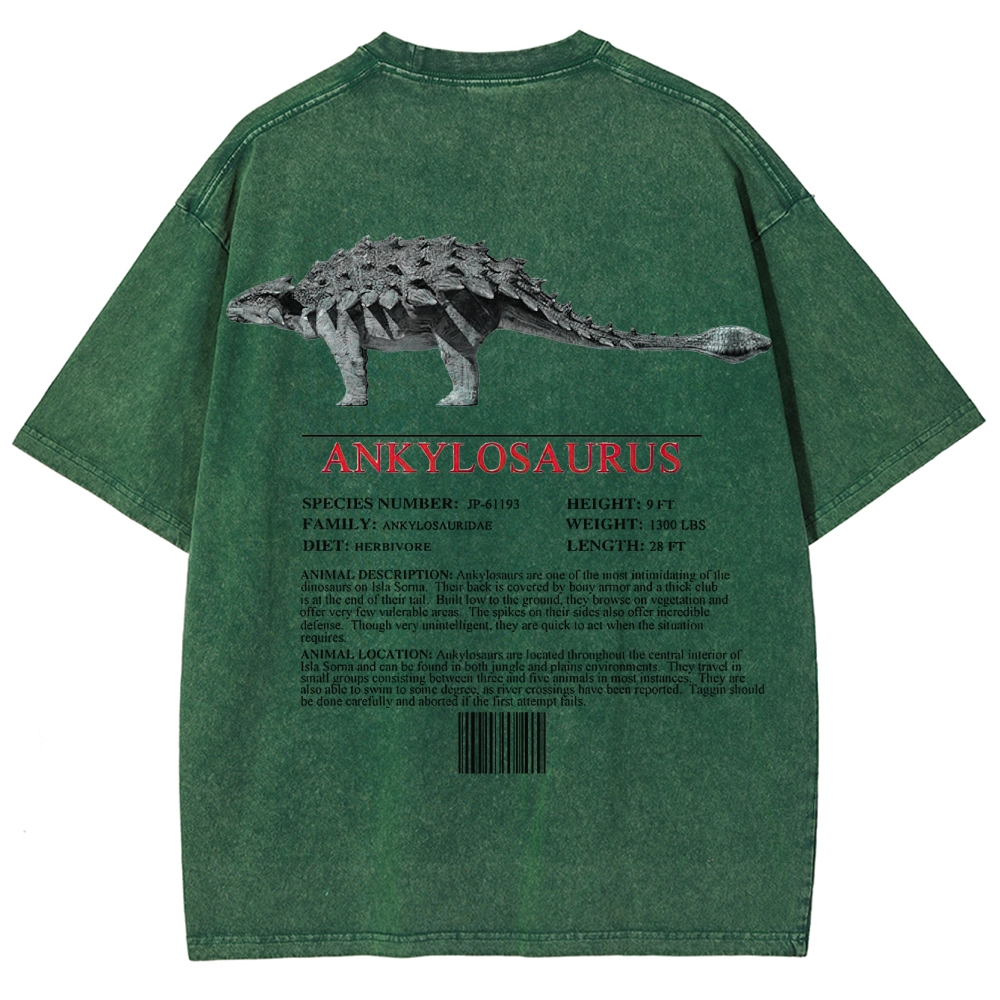 Ankylosaurus Armored Dinosaur Field Log Graphic Washed T-Shirt