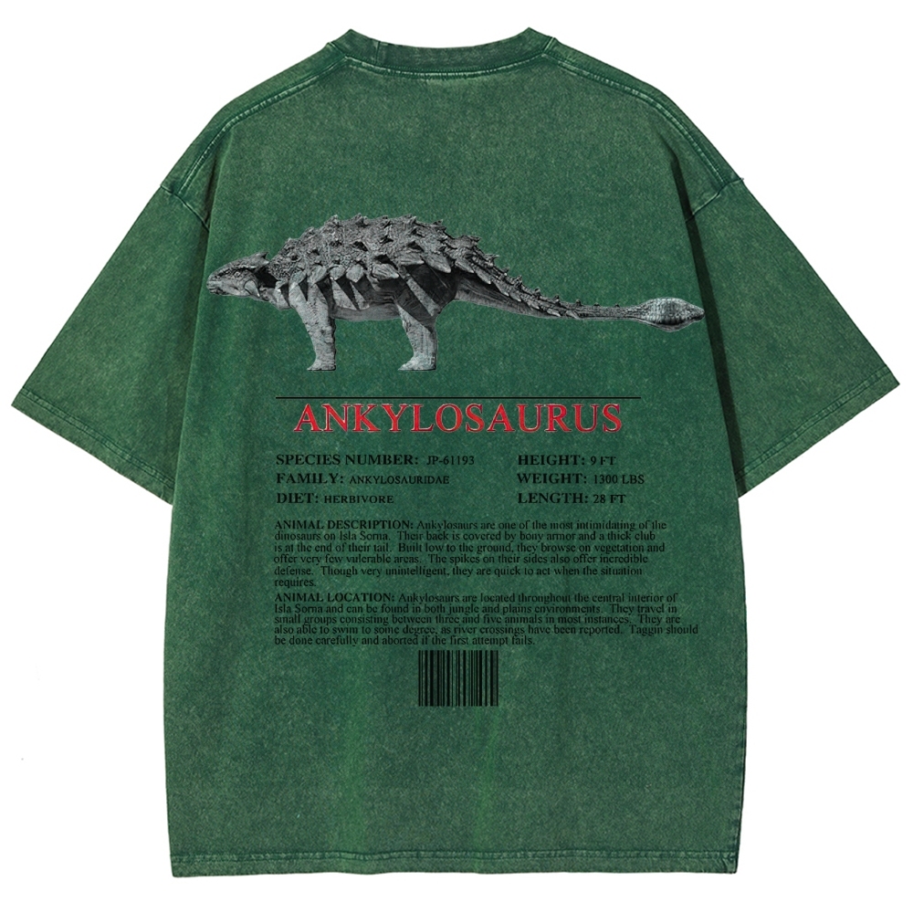 Ankylosaurus Armored Dinosaur Field Log Graphic Washed T-Shirt