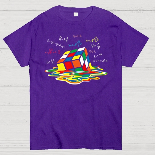Melting Rubik's Cube Math-Science Graphic Cotton T-shirt