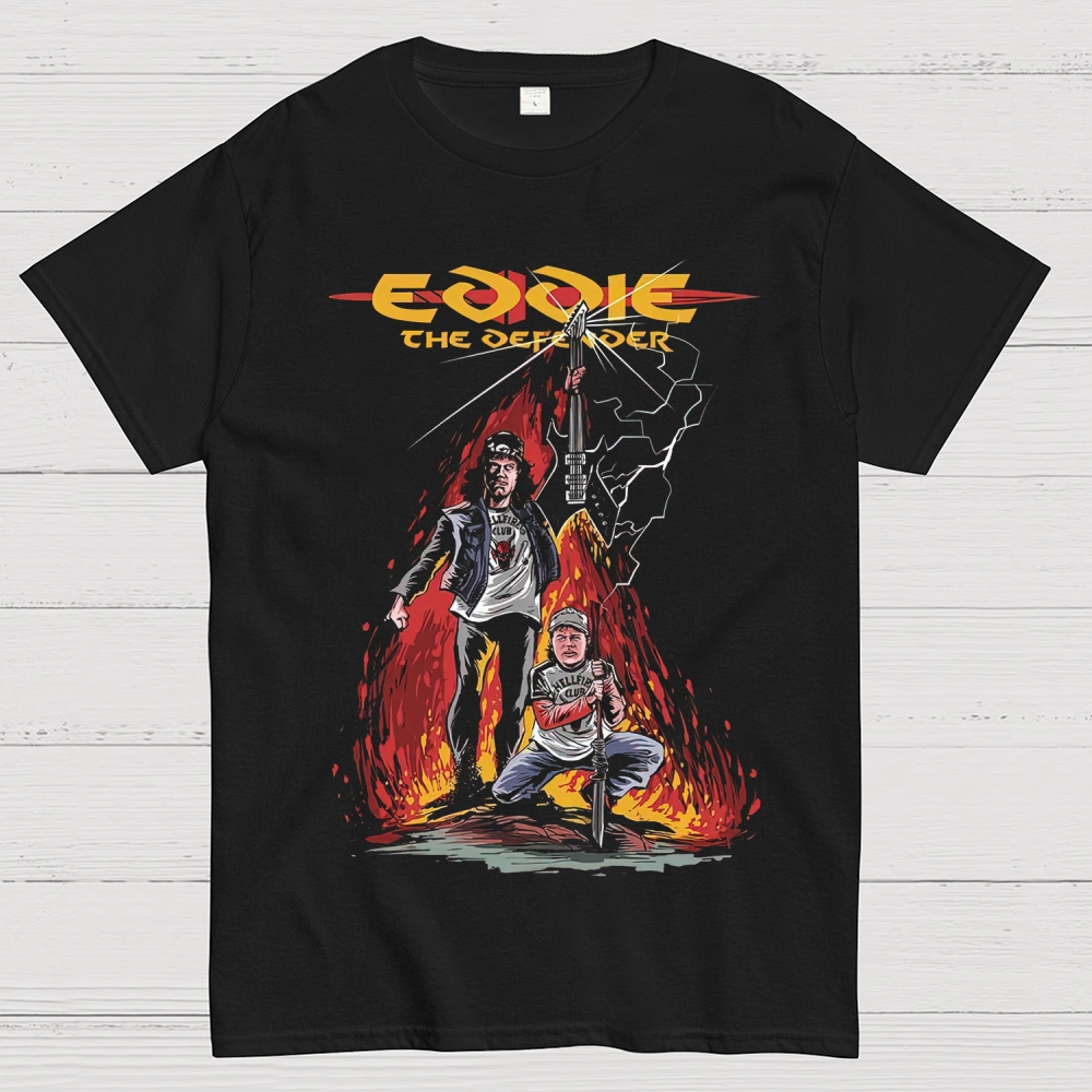 Eddie the Defender Retro 80s Sci-Fi Action Graphic Cotton T-shirt