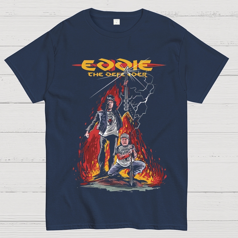 Eddie the Defender Retro 80s Sci-Fi Action Graphic Cotton T-shirt