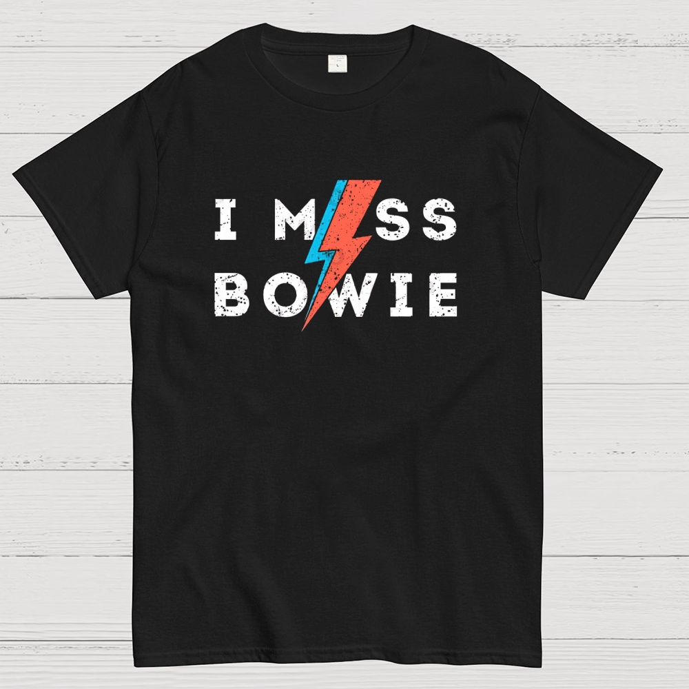 "I Miss Bowie" Retro Rock Icon Graphic Cotton T-shirt